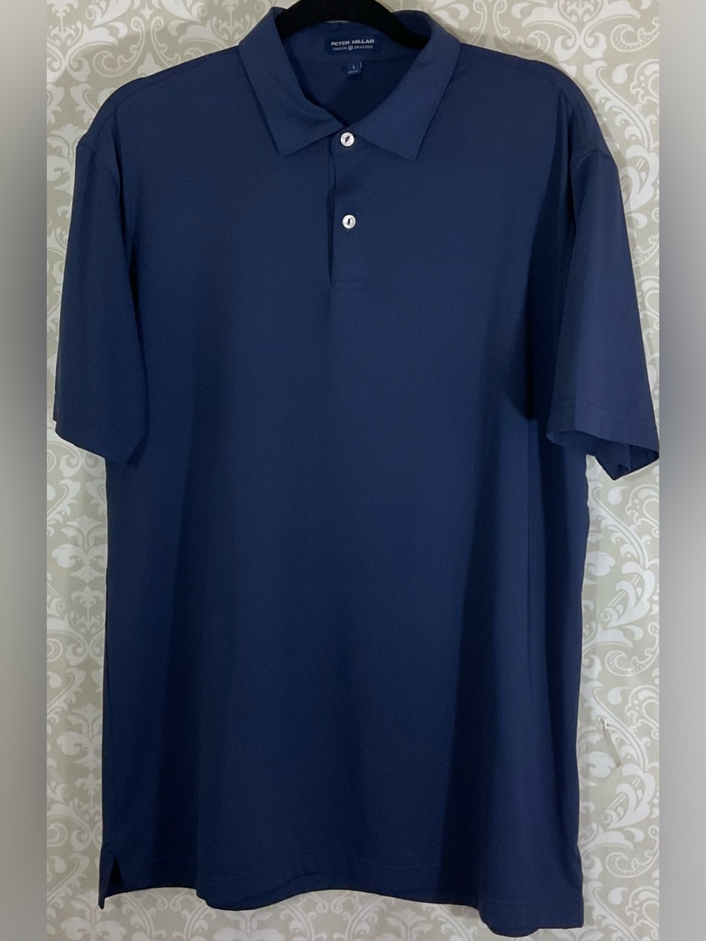 Peter Millar Men’s Navy Polo Large Two-Button Placket Short Sleeves Collar